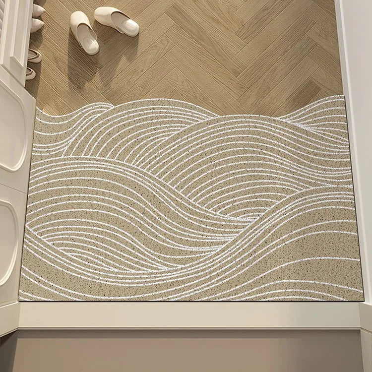 Durable Entrance Mat with Mountain/Wave Design Non-slip Easy-to-Clean Pad for Home Foyer Entrance & Indoor Floors