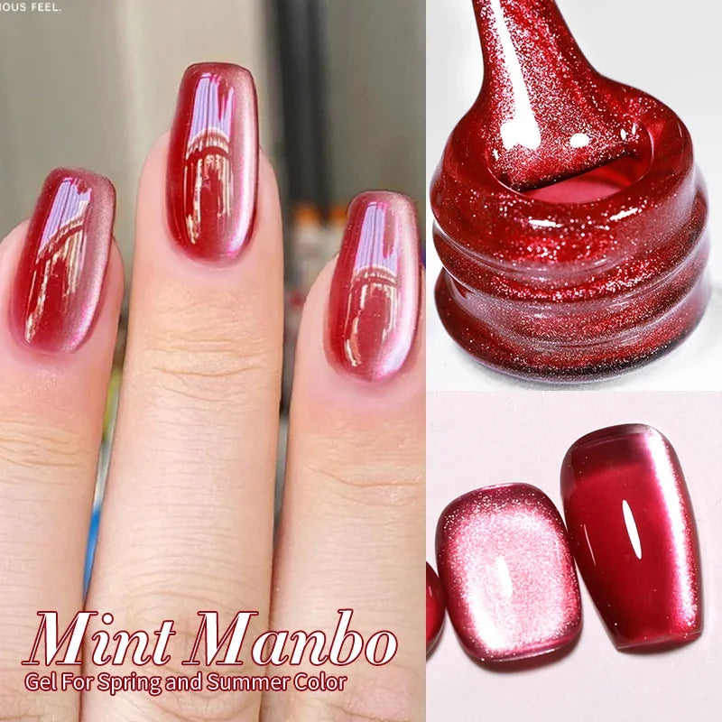 10ml Only Green Glass Bead Cat Magnetic Gel Nail Polish Guava Soda Grape Iced Crystal Salon Soak Off Gel Manicure
