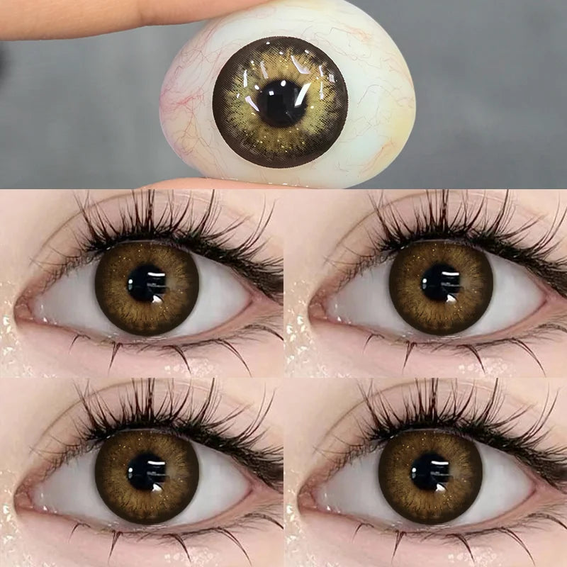 1 Pair New Eyes Contacts Lenses with Myopia Diopter Eyes Colored Lens Makeup Beauty Pupil Annual Use Fast Shipping