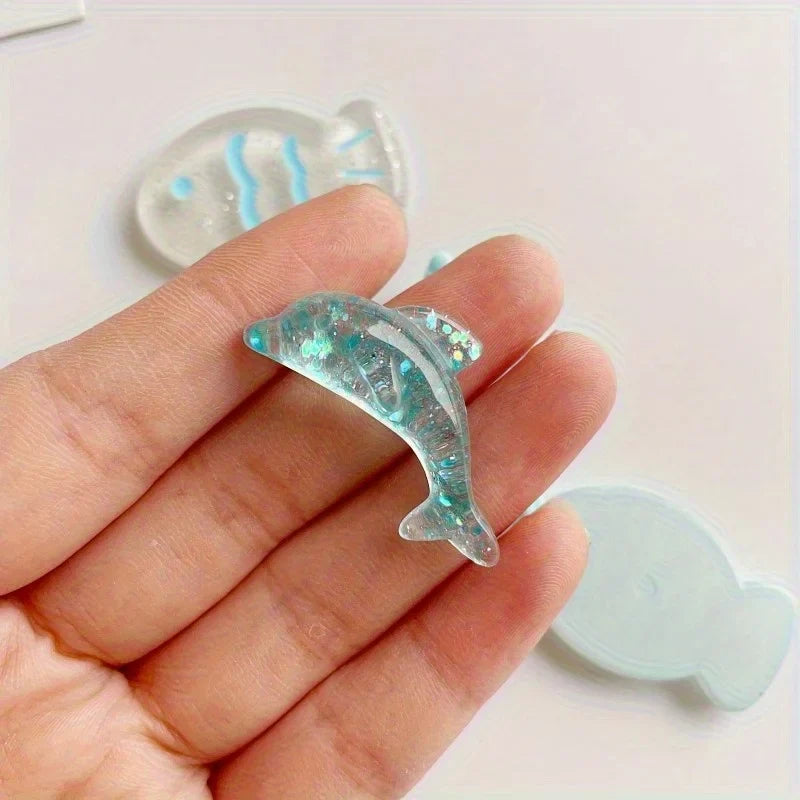 7pcs Geometric Starfish Shell Fish Dolphin Resin Fridge Magnets - Cute Ocean-Themed Decor for Kitchen, Office