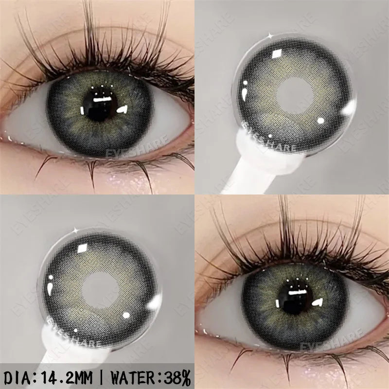 Ikeehome  2Pcs Color Contact Lenses with Eyes Natural Blue Contact Lenses Brown Pupils Beauty Gray Lenses Yearly Green Contacts