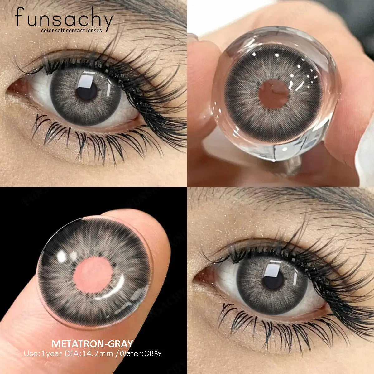 Color Contact Lenses for Eyes 1 Pair Gray Fashion Cosmetic Lenses Green Pupils Gray Natural Eye Contacts Women Eye Lens