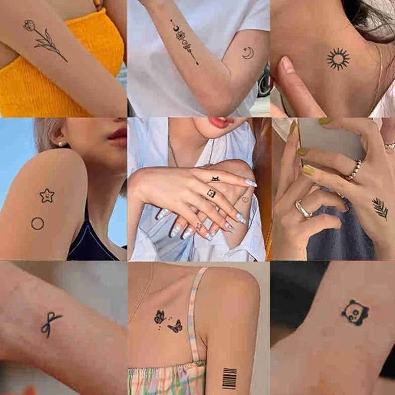 75 Patterns Cute Tattoo Stickers Bear Star Smile Face English Temporary Tattoos Suitable for Summer Tattoos