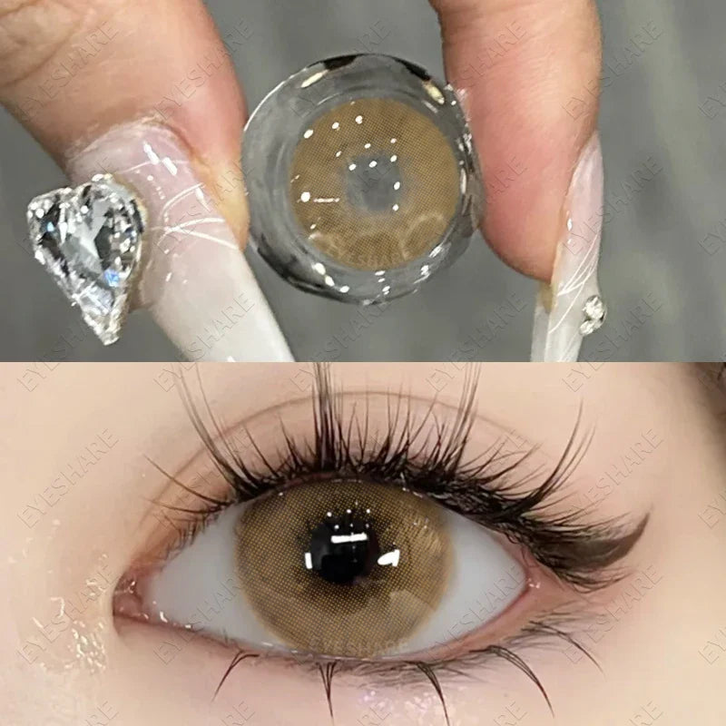 Natural Grey Color Contact Lenses for 1-Year Wear Small Pupil Brown Korean Style Lens for Eyes Beauty Makeup