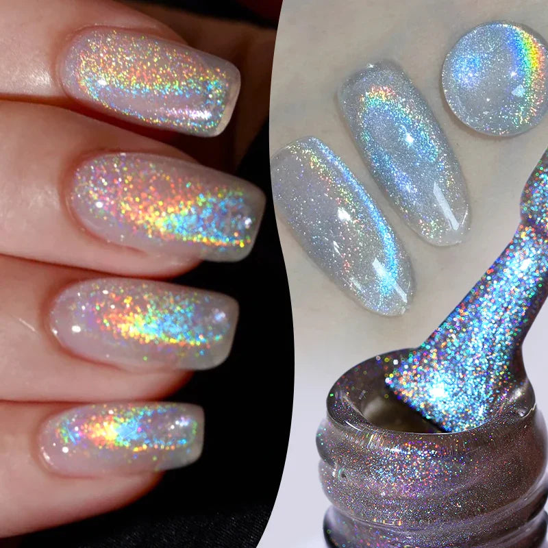 Pink Light Flow Cat Magnetic Gel Nail Polish 10ml Holographics Shining Line Magnetic Long Lasting DIY Salon Varinsh