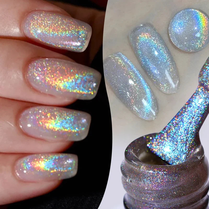 Pink Light Flow Cat Magnetic Gel Nail Polish 10ml Holographics Shining Line Magnetic Long Lasting DIY Salon Varinsh