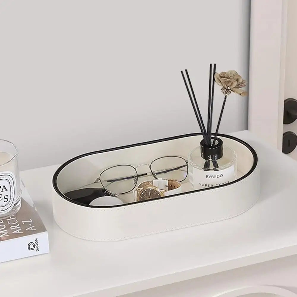 Pu Storage Box Sundry Key Storage Box Makeup Jewelry Organizer Home Entrance Desktop Tray Living Room Decoration