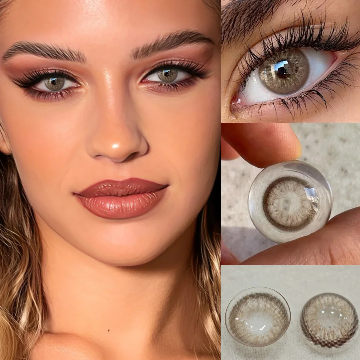 1 Pair Glacier Beauty Contact Lenses, Natural Blue Hazel Small Pupil Soft Lenses, 6-Month Wear for Eye Makeup & Daily