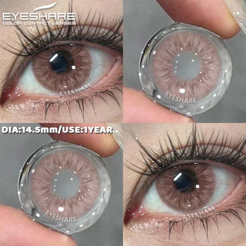 1 Pair Colorful Contact Lenses for Eyes Fashion Natural Gray Pupils Beauty Makeup Purple Color Lens Brown Eye Contacts