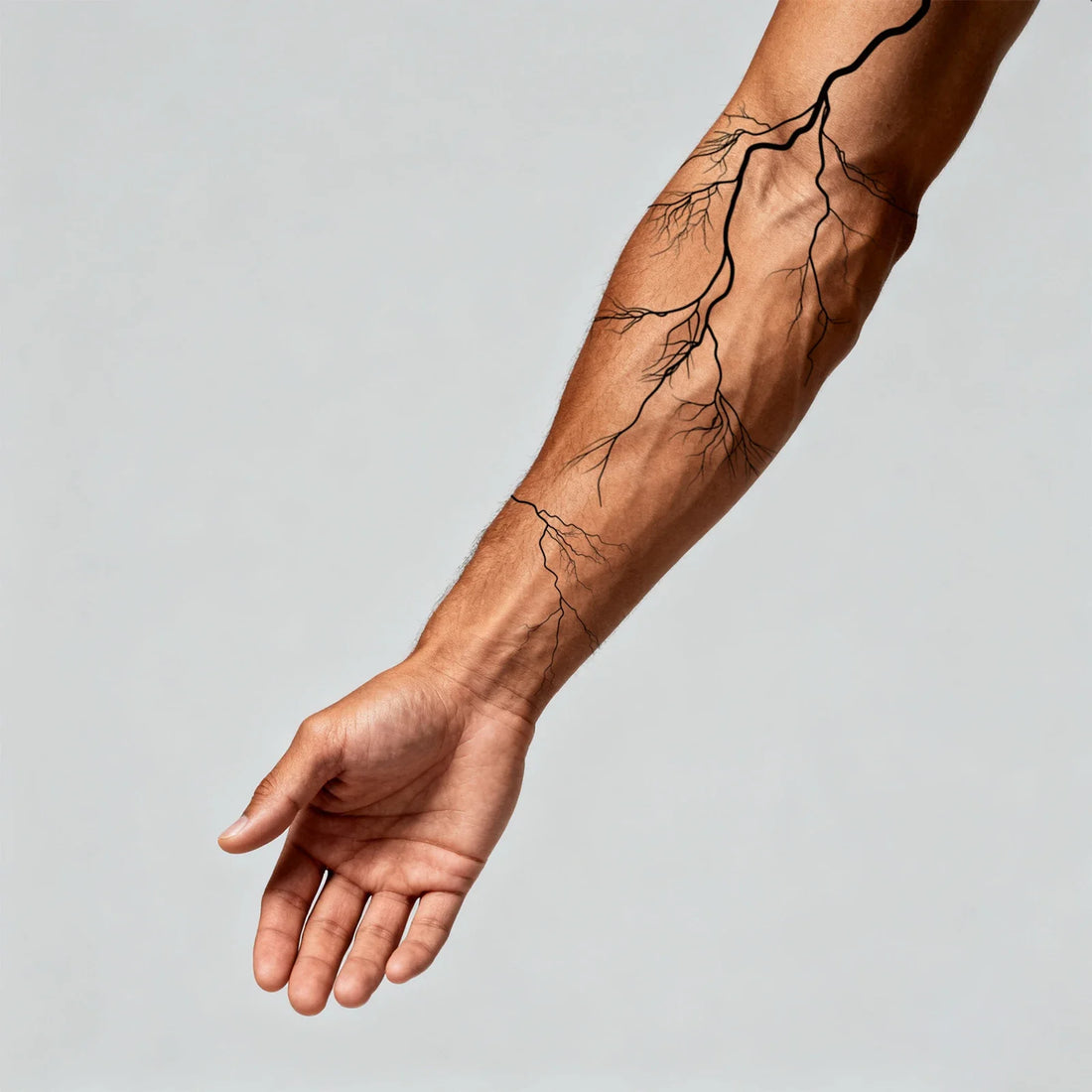 1 Sheet Arm Black Lightning Tattoo Sticker Waterproof Lasting Temporary Tattoo