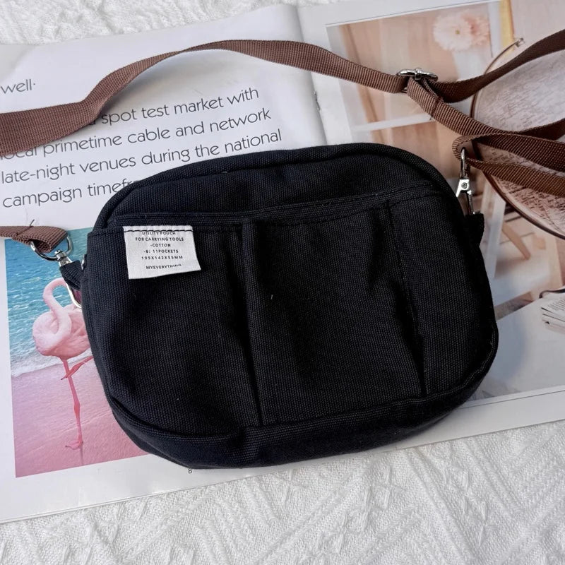 Large Capacity Canvas Storage Bag Simple Design For High School Students Multi-Layer Pencil Case And Bag For Boys And Girls