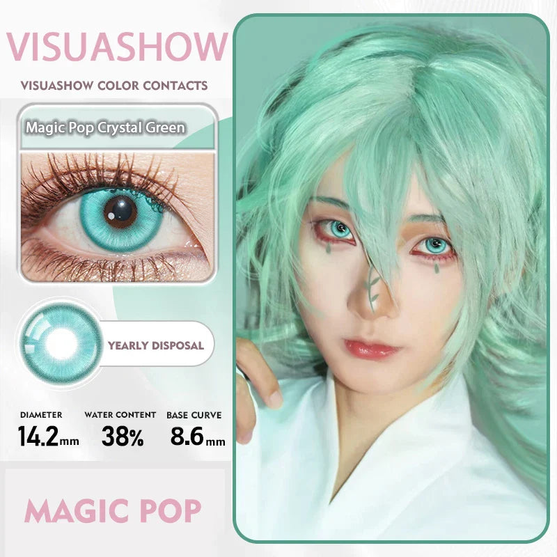 14.20 Blue Small Pupil Cosplay Colored Contact Lenses, 1 Pair Yearly Wear Eye Lenses for Halloween Themed Cosplay
