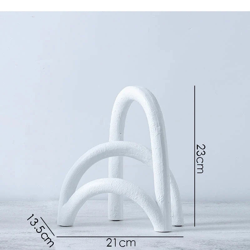 Geometric Arch Shaped Resin Ornaments Desktop Black and White Handicraft Modern Home Decoration