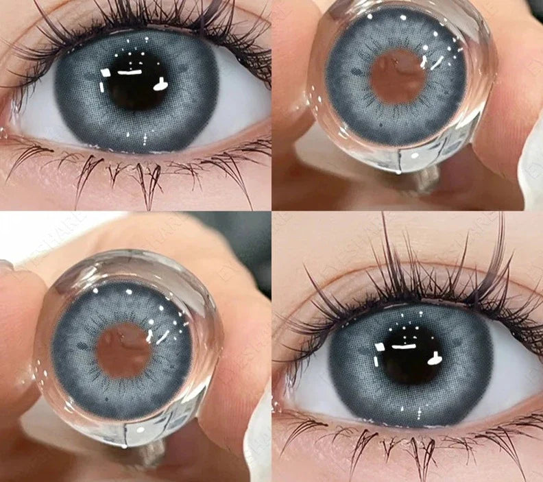 1Pair Fashion Colored Contact Lenses for Eyes Natural Contact Lenses Blue Eye Lenses Gray Pupils Yearly Cosmetic Lens