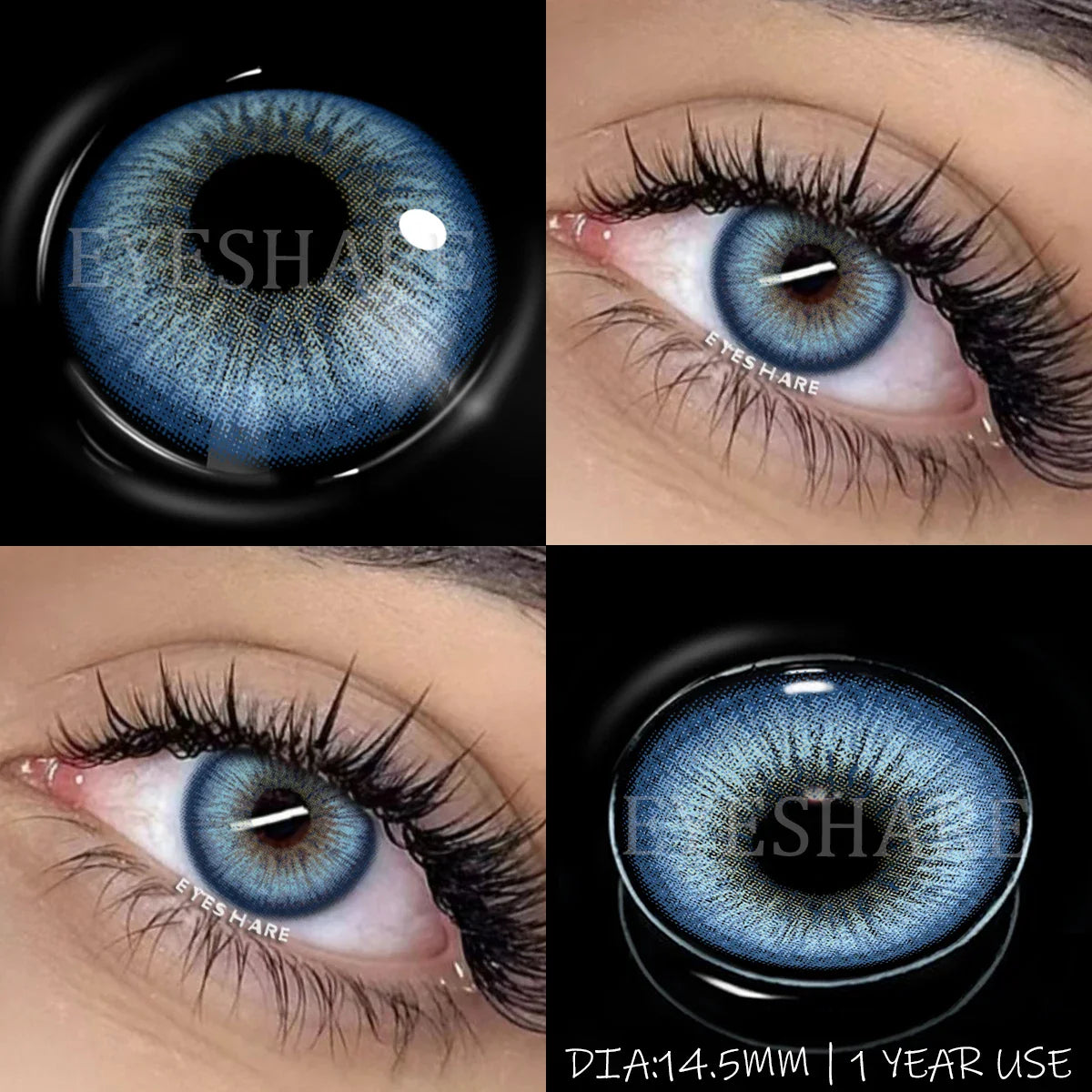 Yearly Use black Color Contact Lenses Cosmetic Natural Contact Lenses Soft Eye Lenses Beauty Pupils 1 Pair 14.2mm
