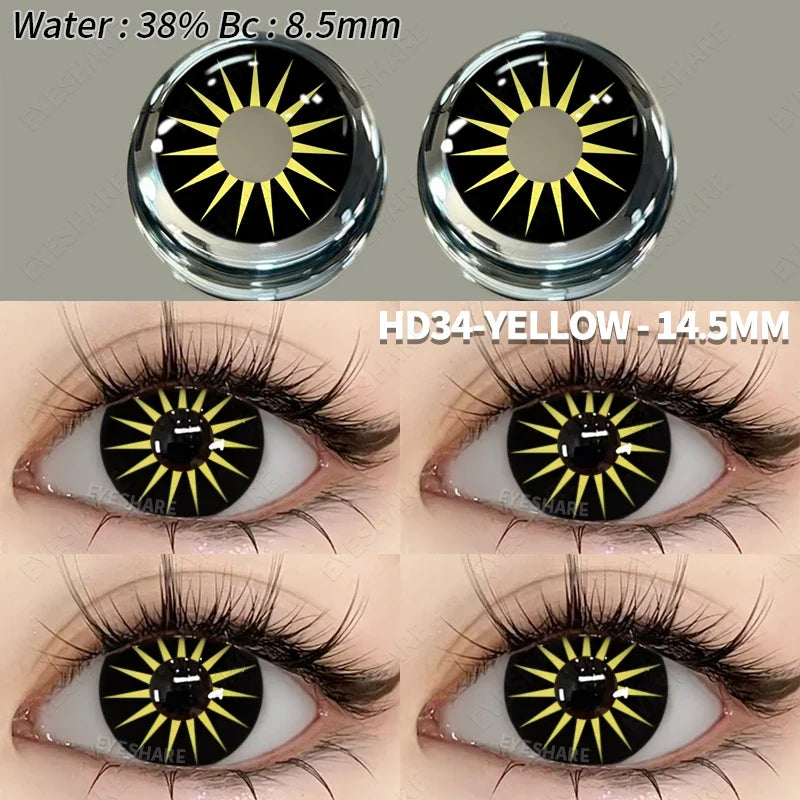 2pcs Cosplay Colored Contact Lenses Anime Contact Lenses Blue Eye Lenses Yearly Crazy Halloween Makeup Colorful Lens