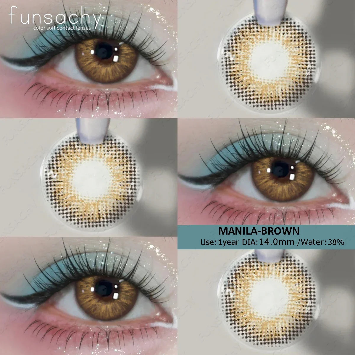 Blue Lenses with Prescription Myopia Colored Contact Lenses for Eye Cosmetic Eye Contacts Lens with Degree Yearly Pupil