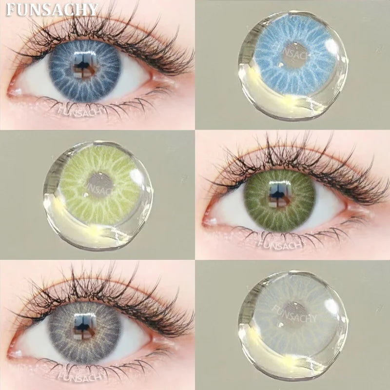 1pair Colorcon Contact Lenses Green Color Lens Natural Brown Eye Contacts Gray Pupils Beautiful Cosmetic Yearly Lenses