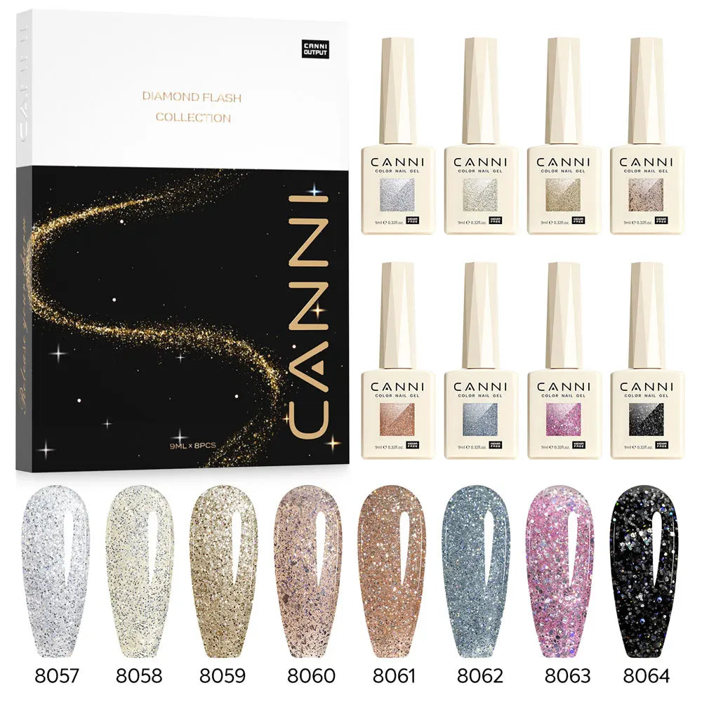 Gel Nail Polish Glitter Diamond Sparkle Color Collection Gorgeous Color HEMA FREE Soak Off UV LED Semi Permanent AurorGel