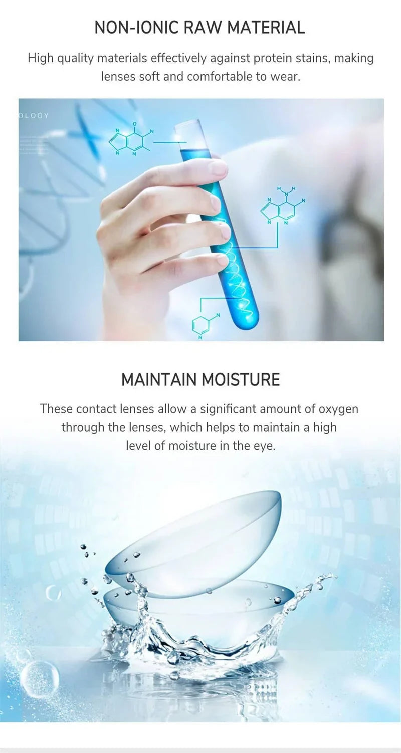 1 Pair New Fashion Colored Contact Lenses for Eyes Degree Grade 0~-8.00 Natural Korean Brown Soft Lenses Beauty Makeup