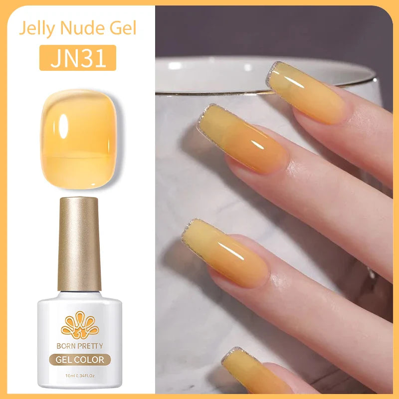 Transparen Gel Nail Polish Pink Jelly Nude Semi Transparent French Nail Camouflage UV Gel Varnish Soak Off Nail Art
