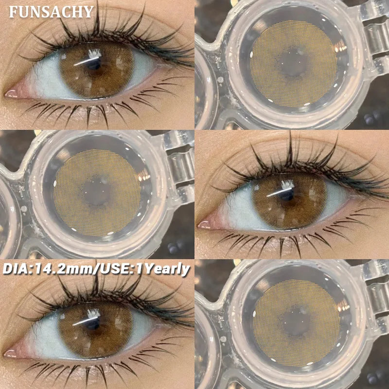 1 Pair Colored Contact Lenses BROWN Natural Eye Contacts Super Natural Lens Gray Color Lens Beautiful Pupils Cosmetics