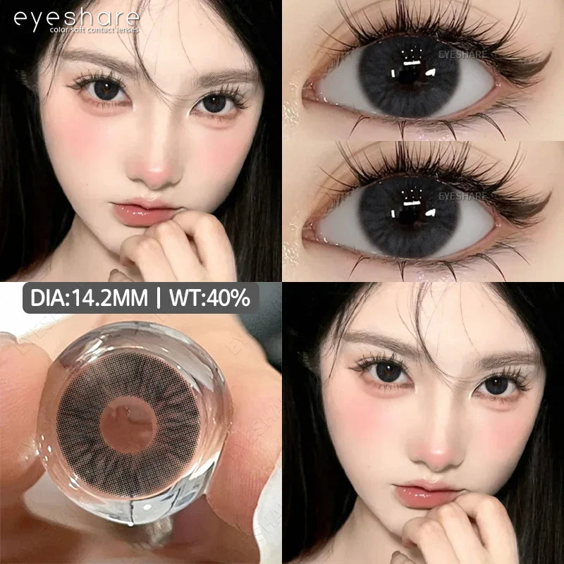 2pcs Blue Color Contact Lenses Natural Gray Eye Lens Beautiful Pupils Yearly Fashion Brown Softlens Cosmetics
