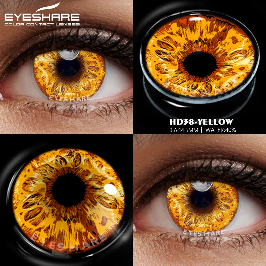 1 Pair yellow cosplay color contact lenses for eyes crazy Halloween cat Eye makeup Role playing Eye cosmetics red lens
