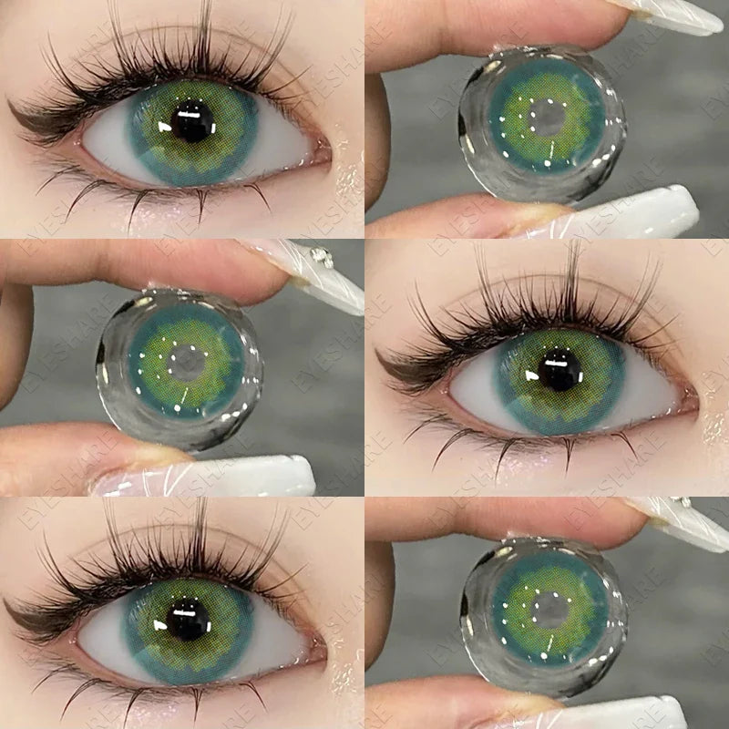 Natural Color Contact Lenses for Eyes 1pair Blue Eyes Lenses Brown Lenses Gray Eye Lenses Yearly Green Color Lenses Eye