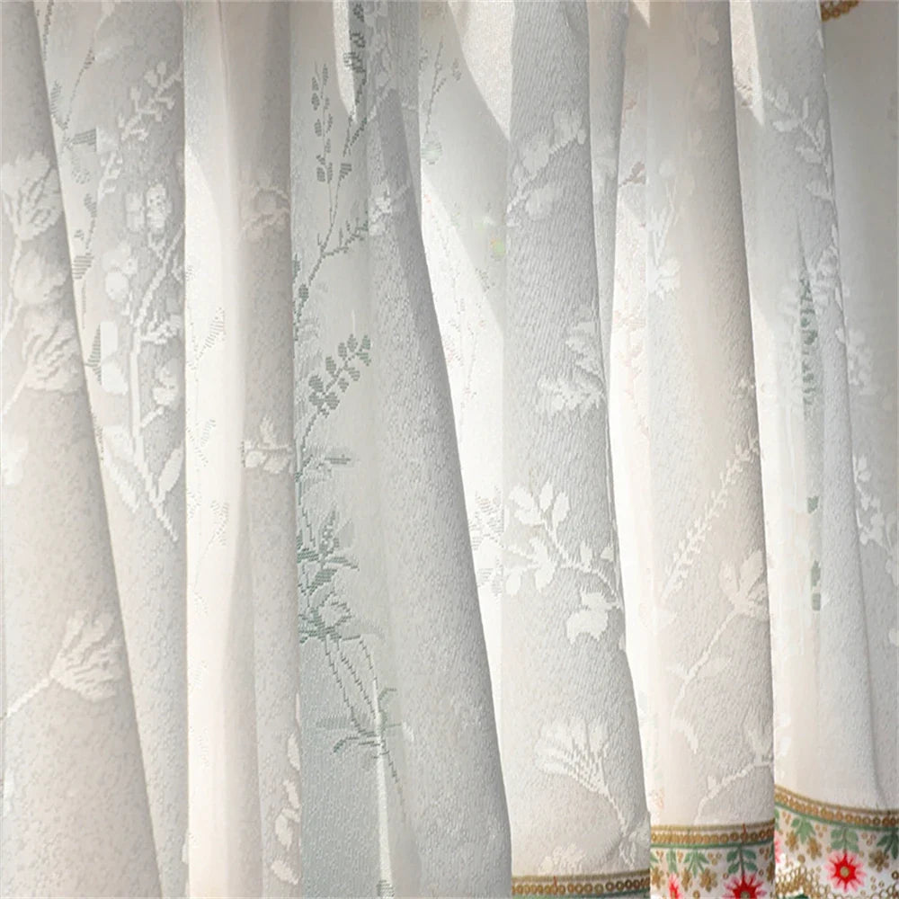 Elegant Short Curtain Punch-Free Half Curtain Small Window Gauze Curtain Velcro Shade Home Decorative