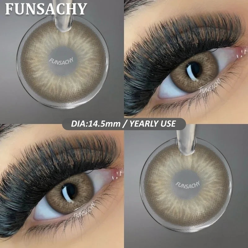 1 Pair New Colored Contact Lenses for Eyes Brown Graduated Fashion Gray Eyes Lenses Yearly Beauty Makeup Lens Women