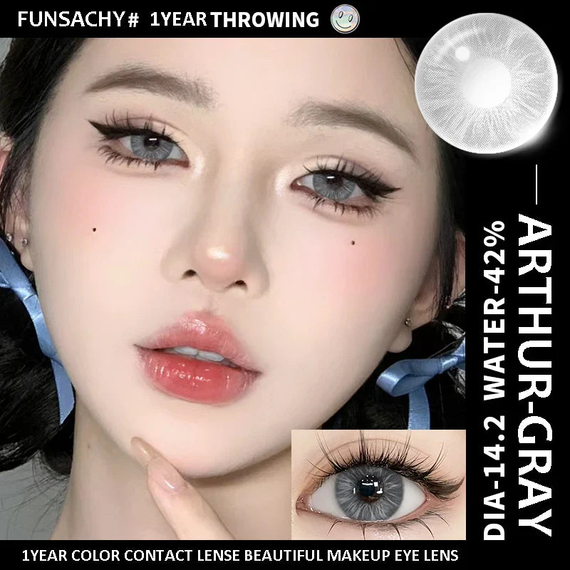 1pair Natural Color Contact Lenses for Eyes Blue Eye Lens Gray Lenses Fashion Korean Beauty Pupils Yearly Makeup Lens