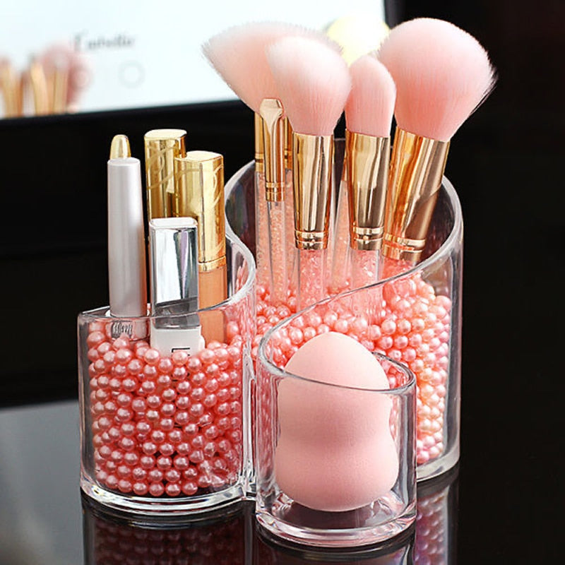 NEW Desktop Acrylic Makeup Brushes Holder Makeup Storage Box Lipstick Nail Polish Jewelry Display Holder Cosmetic Organizer Box