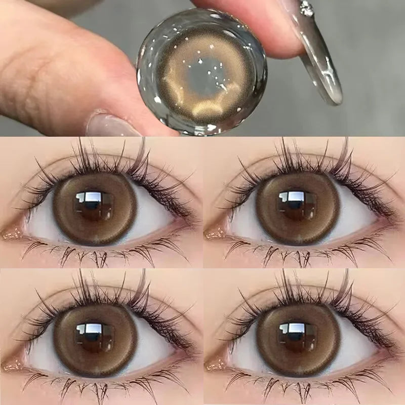 Colored Contact Lenses for Eyes Brown High Quality Lense with Degree Natural Beauty Eye Contacts Lenses Yearly 1 Pair