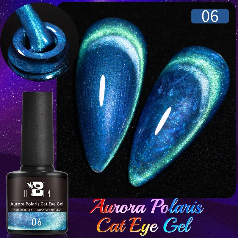 7.5ml Golden Gradient Cat Eye Nail Polish Gel Phototherapeutic Gel Soak Off Nail Magnetic Gel Polish Nail Art DlY