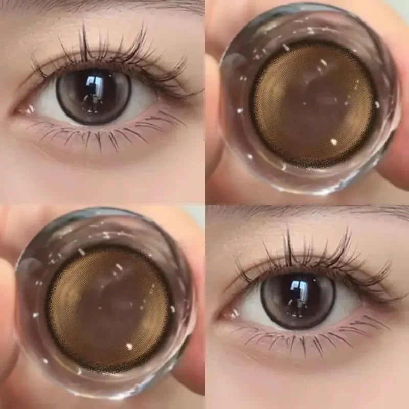 1 Pair Colored Contact Lenses Brown Natural Pupils for Eyes Beautiful Korean Lenses Yearly Use Makeup Fast Shipping