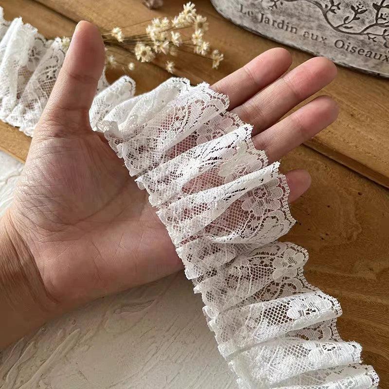 White Lace Lace Ribbons Accessories Lace Trim Handmade DIY Extended Clothes Pleated Sewing Decorative Fabric Skirt Hem Fabric