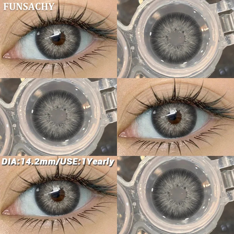 1 Pair Colored Contact Lenses BROWN Natural Eye Contacts Super Natural Lens Gray Color Lens Beautiful Pupils Cosmetics