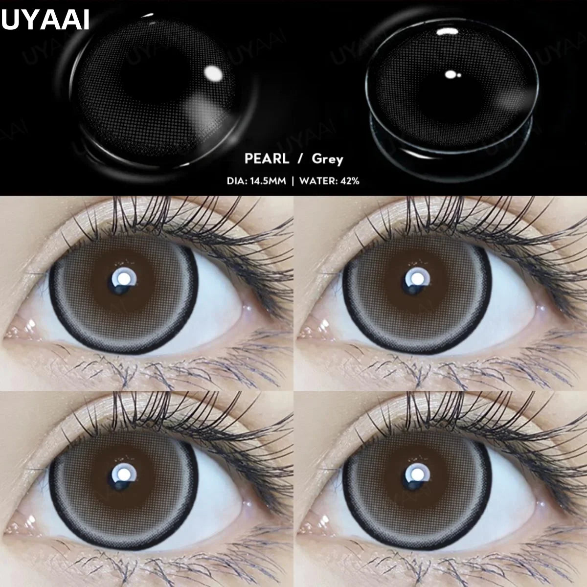 2PCS Color Contact Lenses (Pearl Series) Brown Natural Lenses Gray High Quality Eye Contacts 14.5mm Big Pupil Beauty Lense