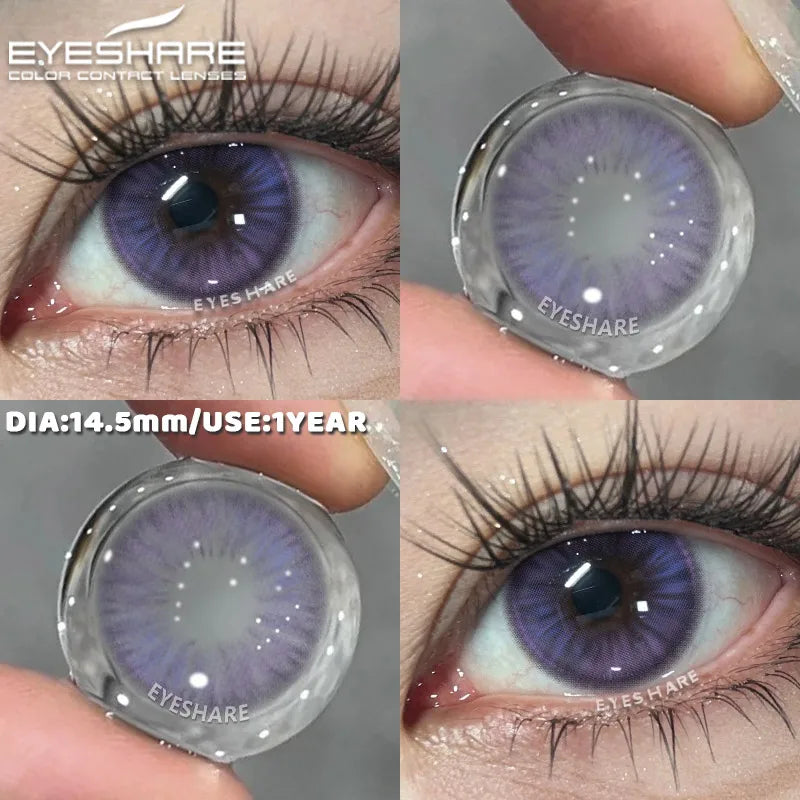 1 Pair Colorful Contact Lenses for Eyes Fashion Natural Gray Pupils Beauty Makeup Purple Color Lens Brown Eye Contacts