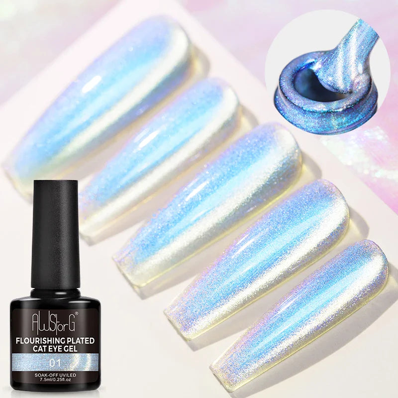 7.5ml Golden Gradient Cat Eye Nail Polish Gel Phototherapeutic Gel Soak Off Nail Magnetic Gel Polish Nail Art DlY