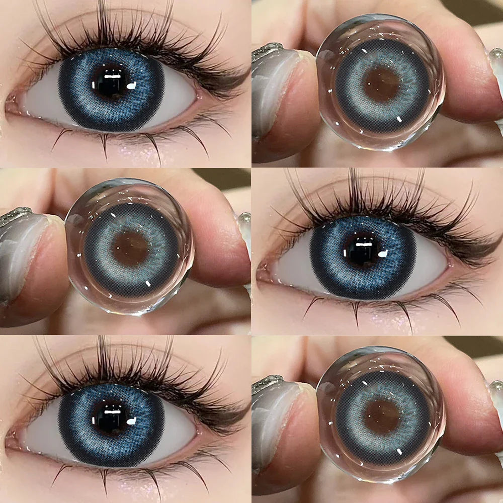 Black Hydrogel Circle Lenses for Dolly Eye Effect, 14.5mm Diameter for Big Sparkling Eyes, Hydrating & Age-Diminishing