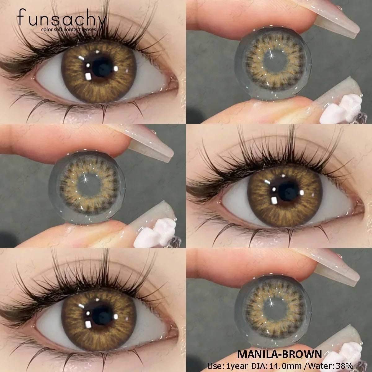 0~-8.00 Degree 1 Pair Myopia Colorcon Korean Lenses Color Prescription Contact Lenses Brown Natural Eye Contacts Lens