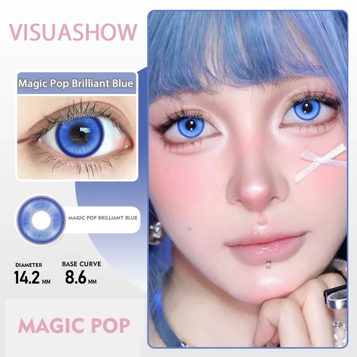 1 Pair Anime Cosplay Colored Contact Lenses, Yearly Disposable Soft Lens, Magic Pop Style for Party & Cute Eye Beauty