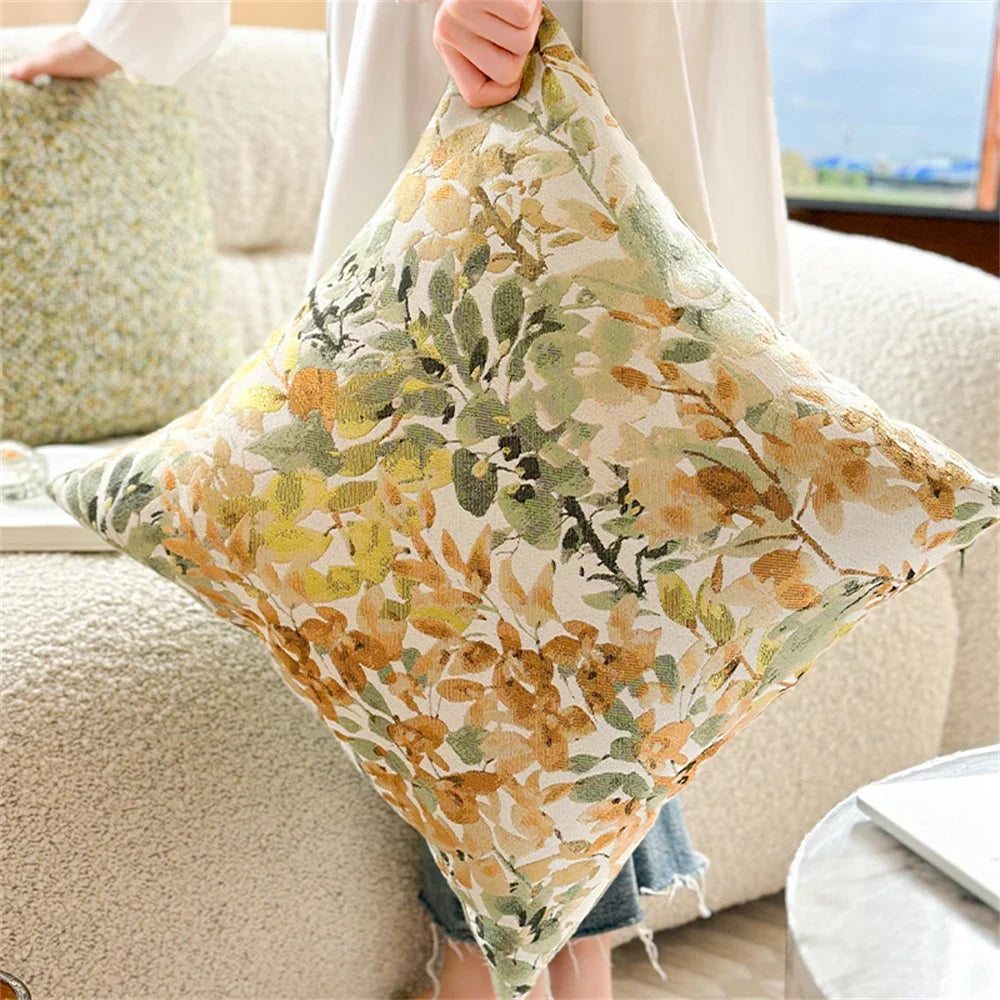 Korean Style Romantic Pillows For Home Decor Living Rooms Sofas Cushions Chenille Jacquard Waist Pillows Backrests Pillowcases