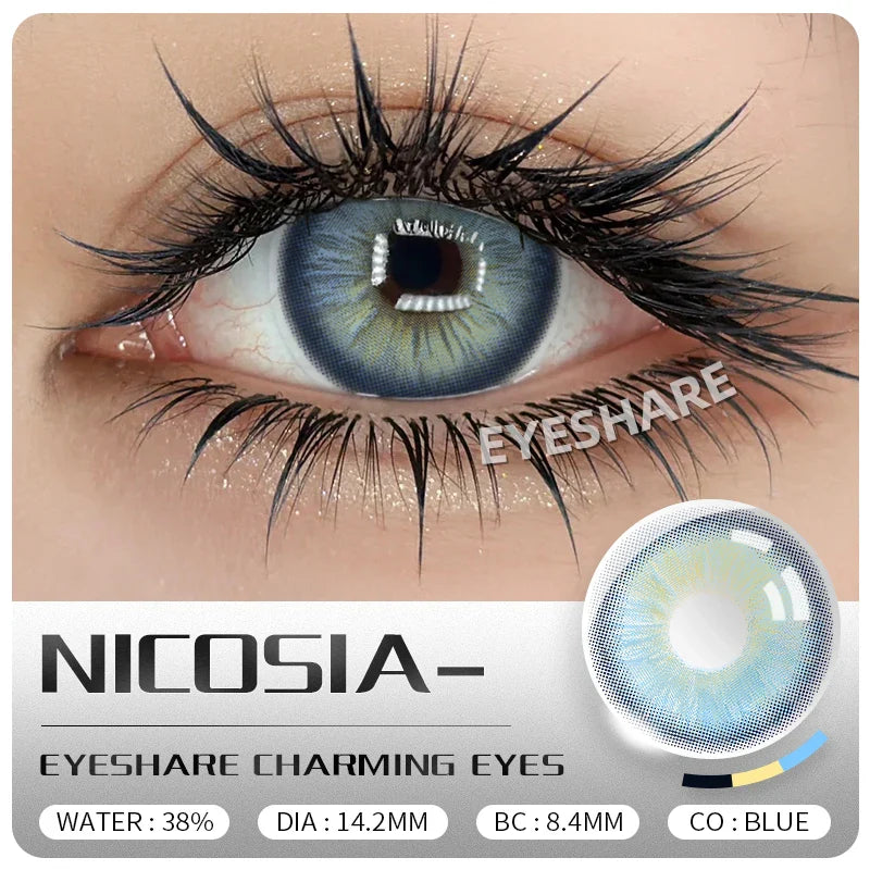 2Pcs Colored Contact Lenses for Eyes Natural Blue Eyes Lenses Gray Pupils High Quality Green Contacts Yearly Disposable