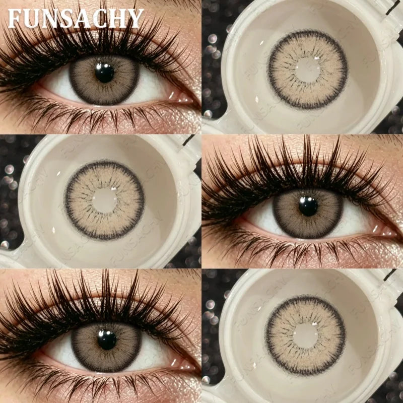 2Pcs New Colored Contact Lenses Grey Blue Green Series Soft And Comfortable BrownContact Lenses Yearly Beautiful Pupils