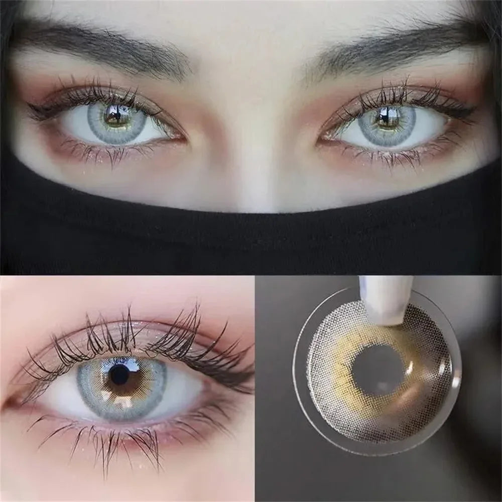 Eyes Color Contacts Colored Contact Lenses Lens Small Pupil Beauty 3 Tones Green 14.2mm 2Pcs 6 Months Half Year Use