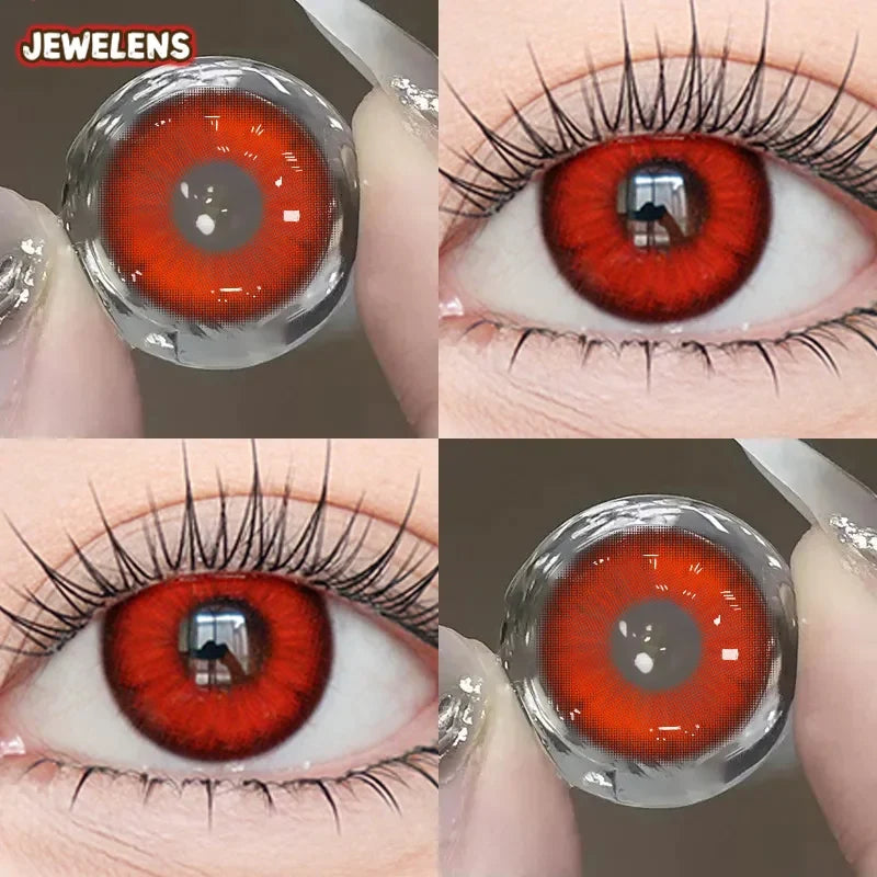 1pair Blue Green Red Color Contact Lenses 6months Halloween Crazy Circle Lens 14.5mm
