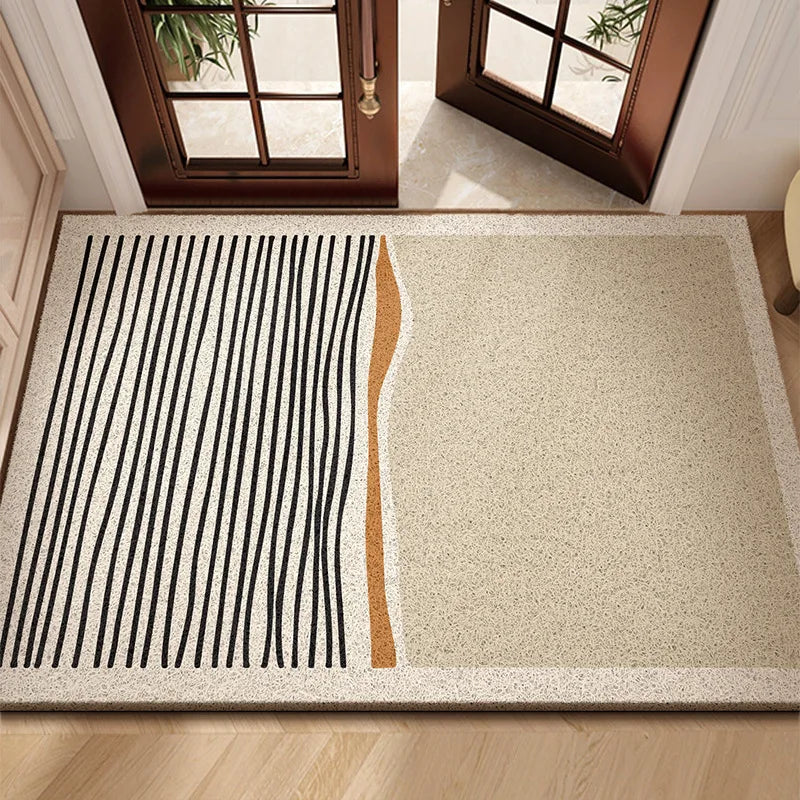 Modern Geometric Wire Loop Door Mat Water Absorbent Dirt Trapper Non-slip Rug for Home Entrance & Hallway